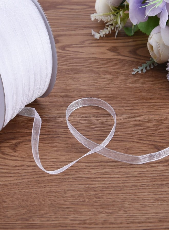 Hapeper 250 Yards 1/4 Inch Narrow Sheer Organza Chiffon Ribbon for Crafts Making, Gift Wrapping (White) - Image 2